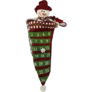 Plush Snowman Advent Calendar Christmas Stocking Hanger w/ Snowflake Marker VTG